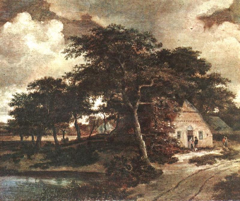 HOBBEMA, Meyndert Landscape with a Hut f oil painting image